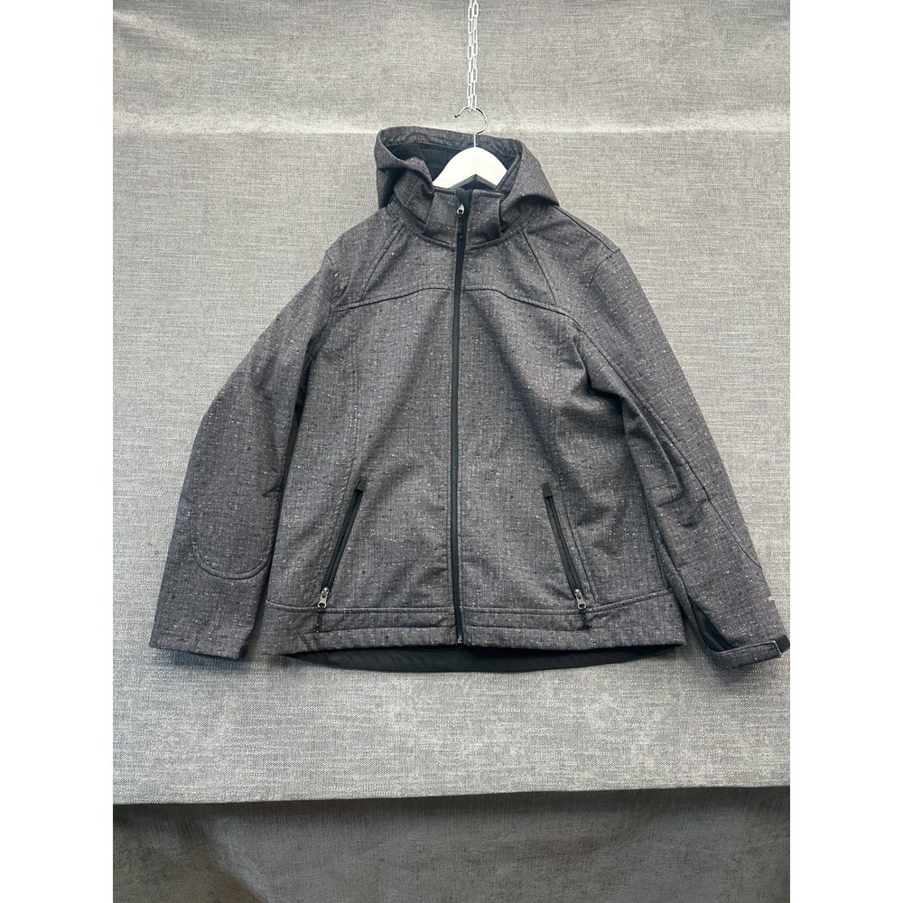 Free Country Jacket Womens XL Gray Herringbone Stretch Faux Fur Lined Full Zip